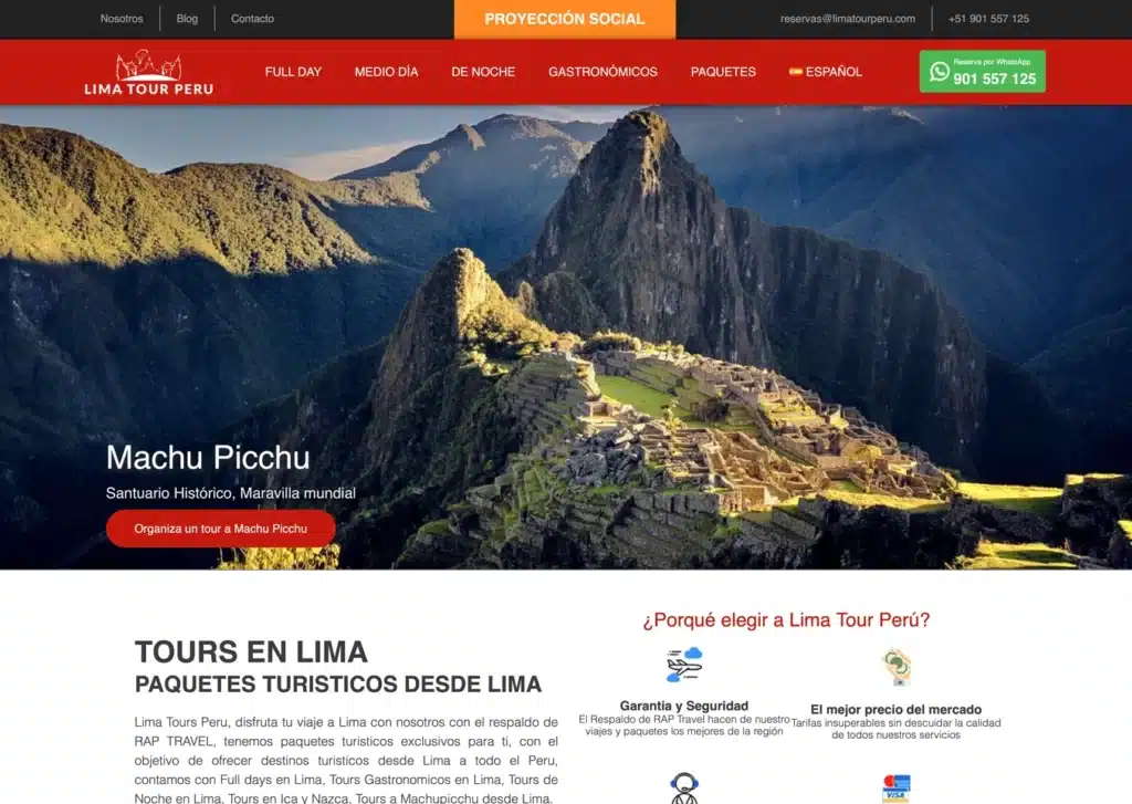 las paginas web de agencias de viaje en lima peru mejor posicionadas en google lima tour peru - Servicio de Diseño de Páginas Web para Empresas en Lima - Perú
