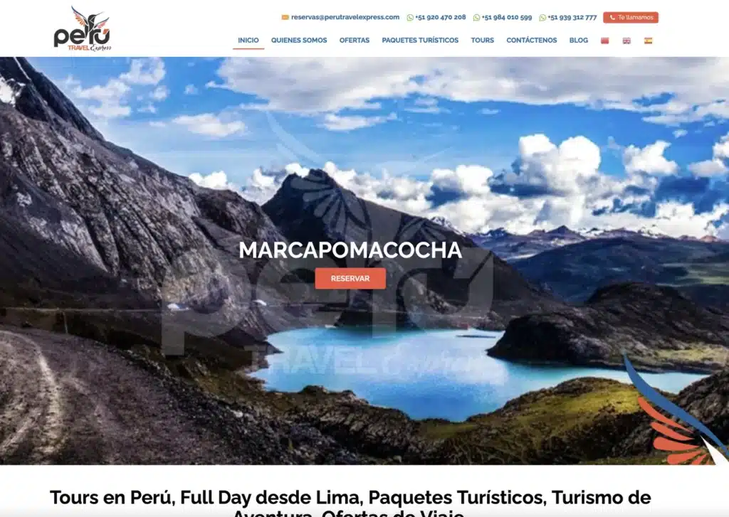 las paginas web de agencias de viaje en lima peru mejor posicionadas en google peru travel express - Servicio de Diseño de Páginas Web para Empresas en Lima - Perú