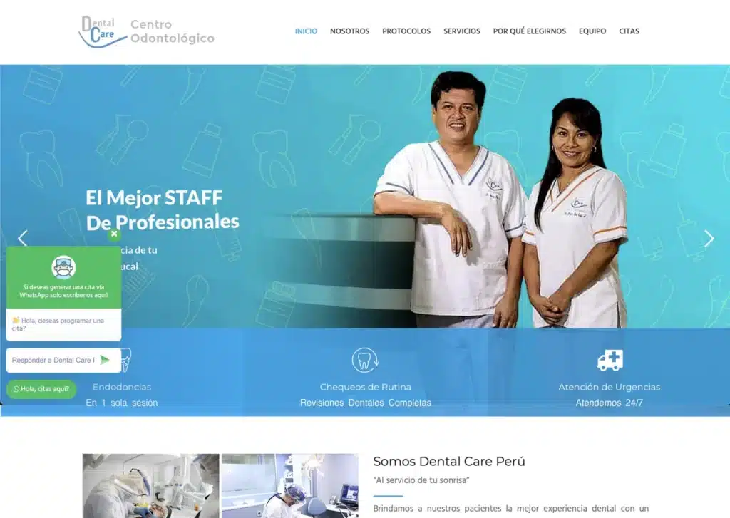 las paginas web de centros odontologicos en lima peru mejor posicionadas en google dental care - Servicio de Diseño de Páginas Web para Empresas en Lima - Perú