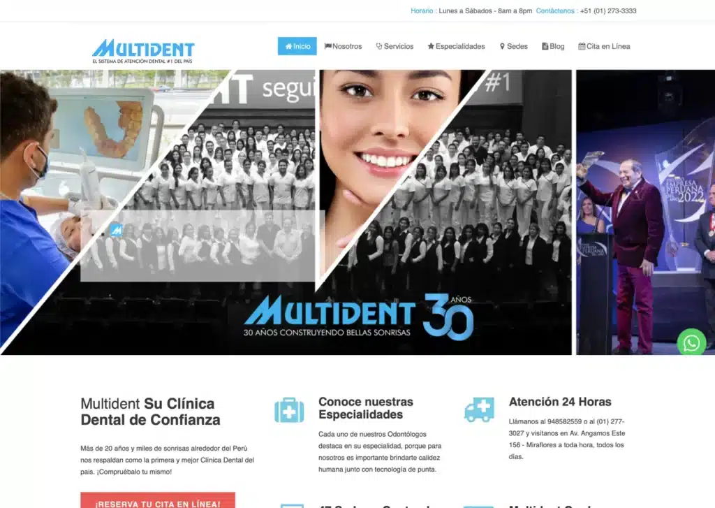 las paginas web de centros odontologicos en lima peru mejor posicionadas en google multident - Servicio de Diseño de Páginas Web para Empresas en Lima - Perú