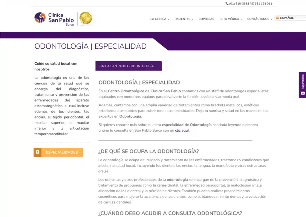 las paginas web de clinicas en lima peru mejor posicionadas en google clinica san pablo - Servicio de Diseño de Páginas Web para Empresas en Lima - Perú