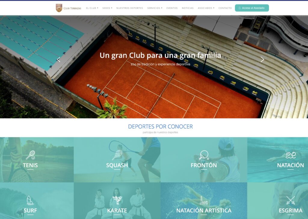 las paginas web de clubes en lima peru mejor posicionadas en google club terrazas - Servicio de Diseño de Páginas Web para Empresas en Lima - Perú