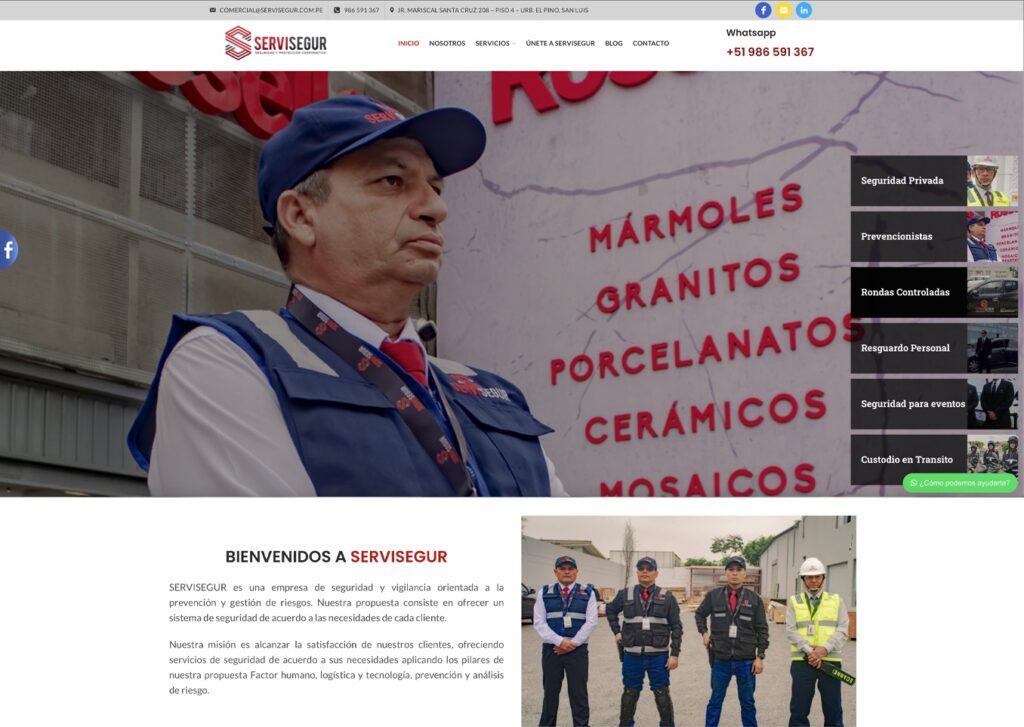 las paginas web de companias de seguridad en lima peru mejor posicionadas en google servisegur - Servicio de Diseño de Páginas Web para Empresas en Lima - Perú