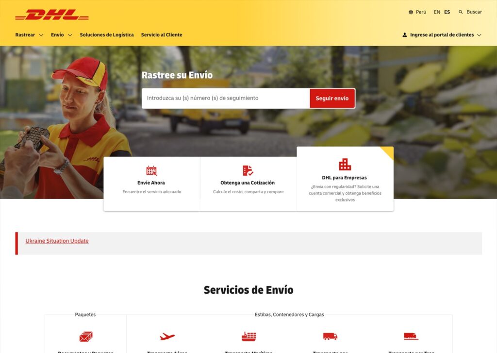 las paginas web de couriers en lima peru mejor posicionadas en google DHL - Servicio de Diseño de Páginas Web para Empresas en Lima - Perú