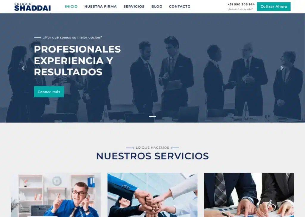 las paginas web de estudios contables en lima peru mejor posicionadas en google estudioshaddai - Servicio de Diseño de Páginas Web para Empresas en Lima - Perú