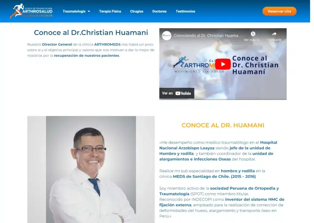 las paginas web de medicos en lima peru mejor posicionadas en google arthosalud - Servicio de Diseño de Páginas Web para Empresas en Lima - Perú