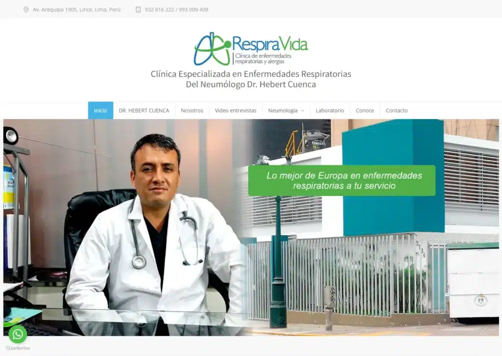 las paginas web de medicos en lima peru mejor posicionadas en google clinica respira vida - Servicio de Diseño de Páginas Web para Empresas en Lima - Perú