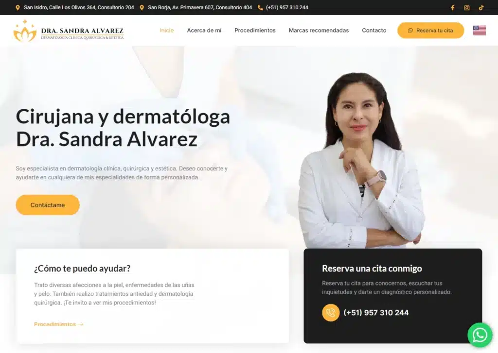 las paginas web de medicos en lima peru mejor posicionadas en google clinica sandra alvarez - Servicio de Diseño de Páginas Web para Empresas en Lima - Perú